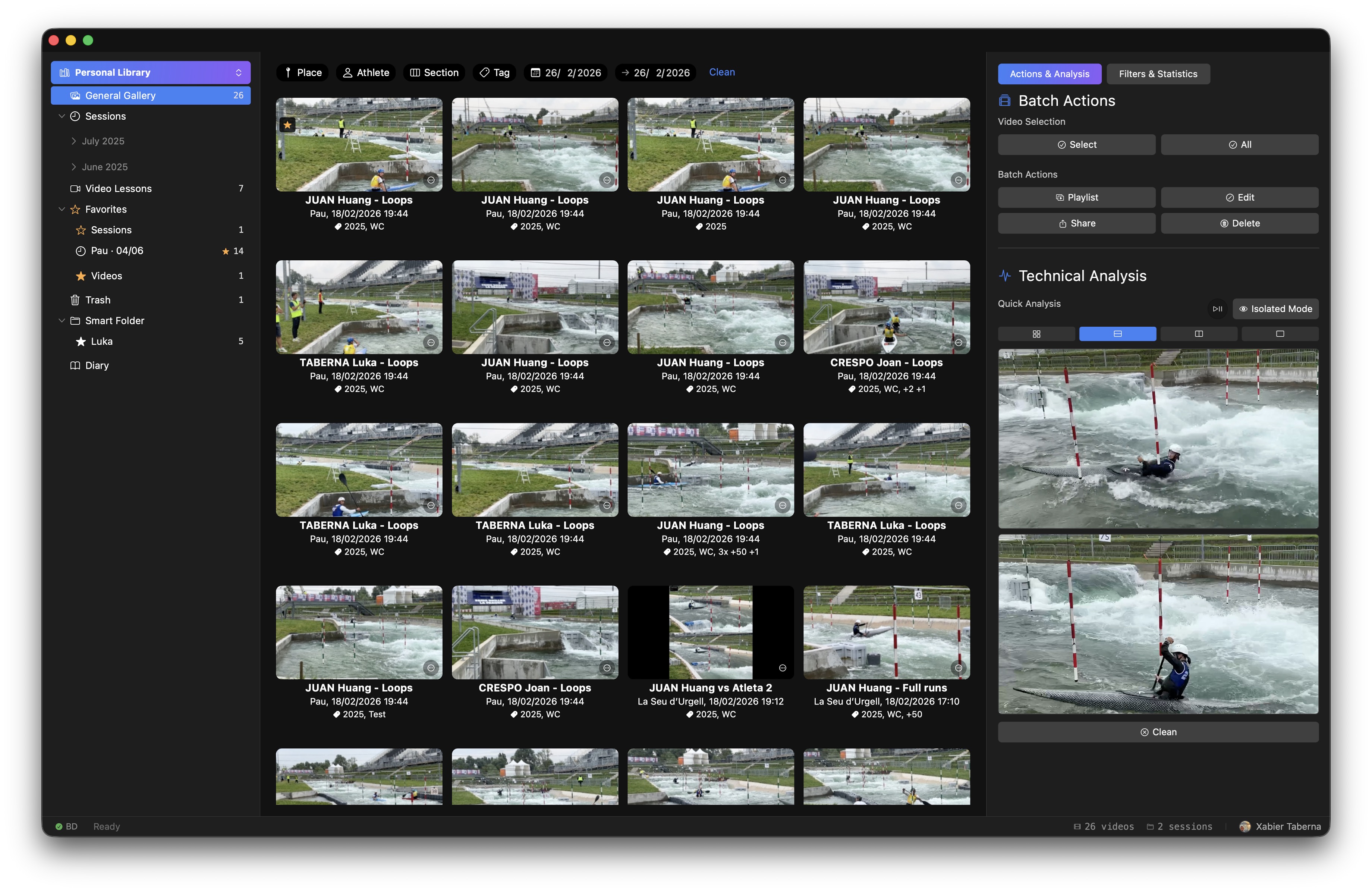 Video gallery with actions